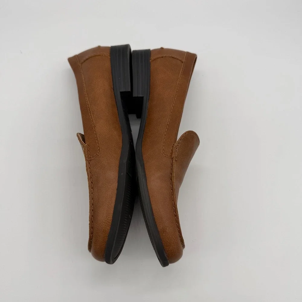 LifeStride Margot Loafers Tan Brown Faux Leather Slip On Shoes Womens 5.5M